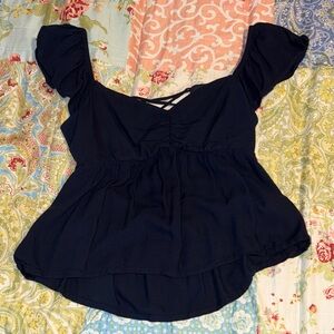 Navy blue babydoll top HOLLISTER